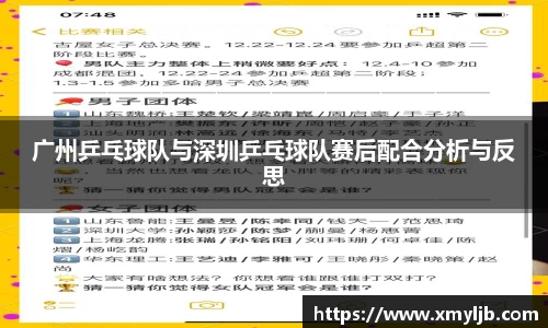 广州乒乓球队与深圳乒乓球队赛后配合分析与反思